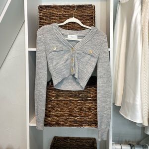 Revolve Cropped Grey Sweater